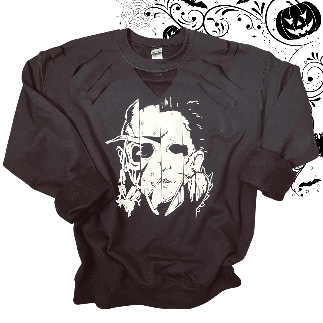 Faces of Horror Distressed Sweatshirt