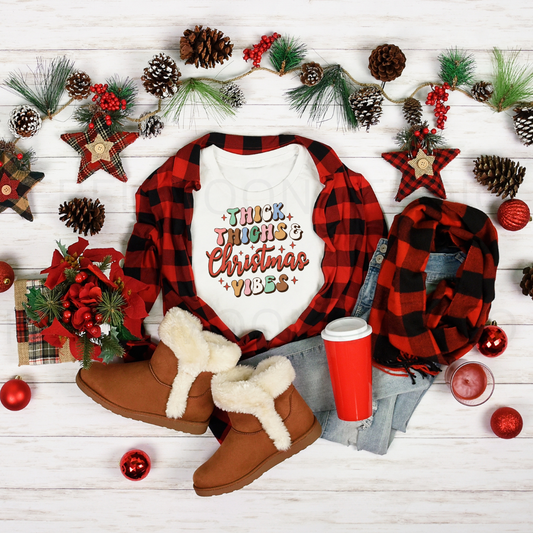 Thick Thighs Christmas Vibes Short Sleeve T Shirt