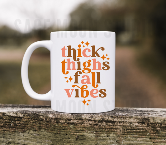 Thick Thighs Fall Vibes Retro Mug 12oz