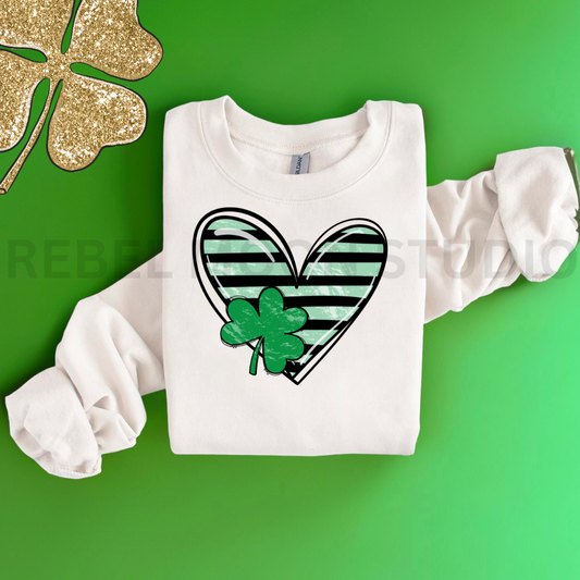 St. Patricks Day Heart and Clover Sweatshirt