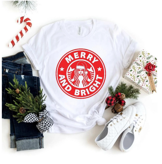 Merry & Bright Red Graphic Tee or Sweatshirt