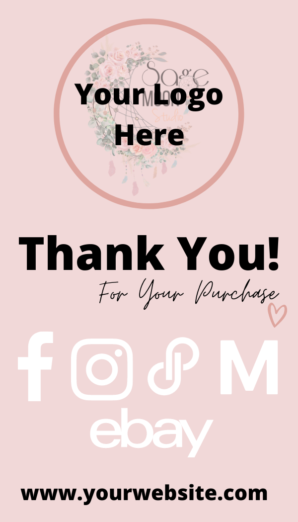 Thank You Business Card Pinks - Digital Only - For Use With Canva