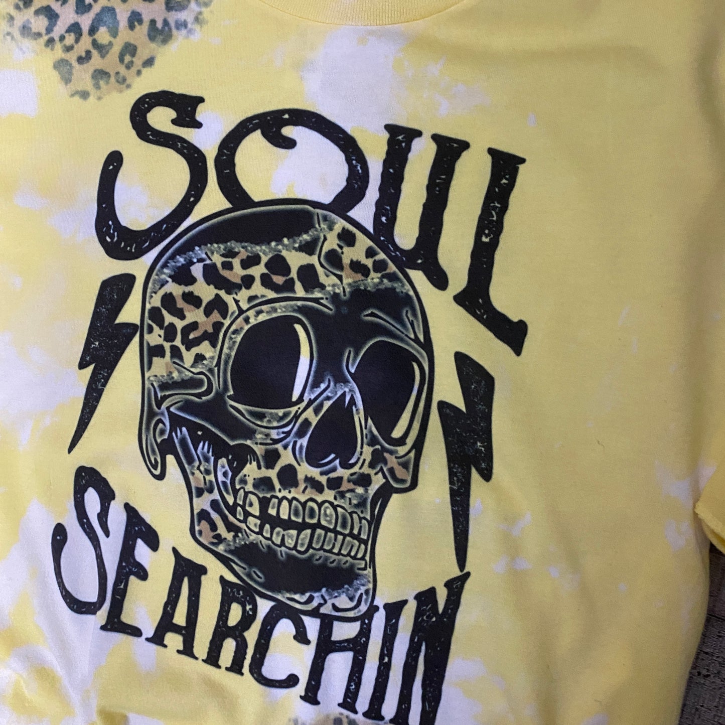 Soul Searchin Leopard Skull Bleach Tee Medium