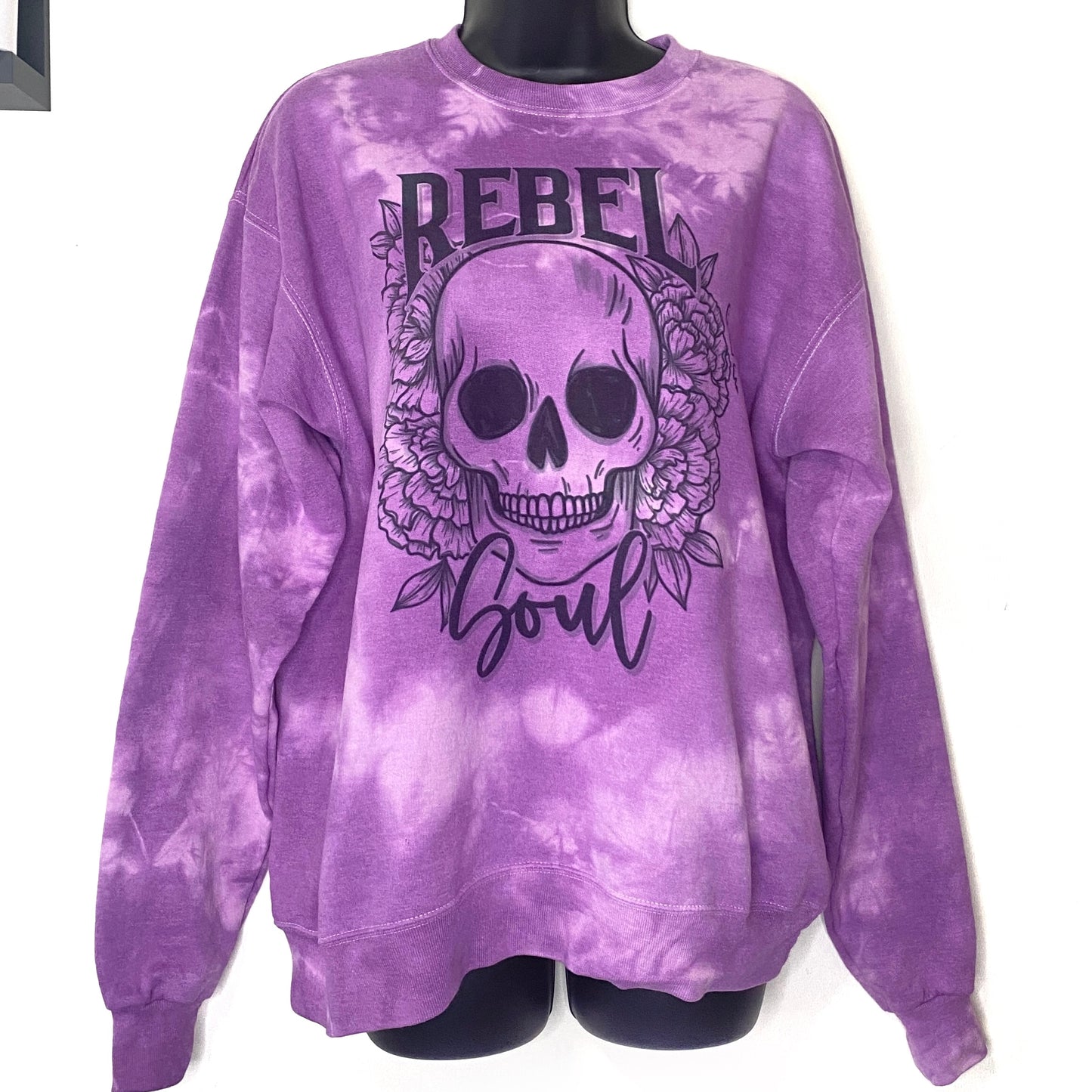 Rebel Soul Tie Dye Floral Skull Sweatshirt