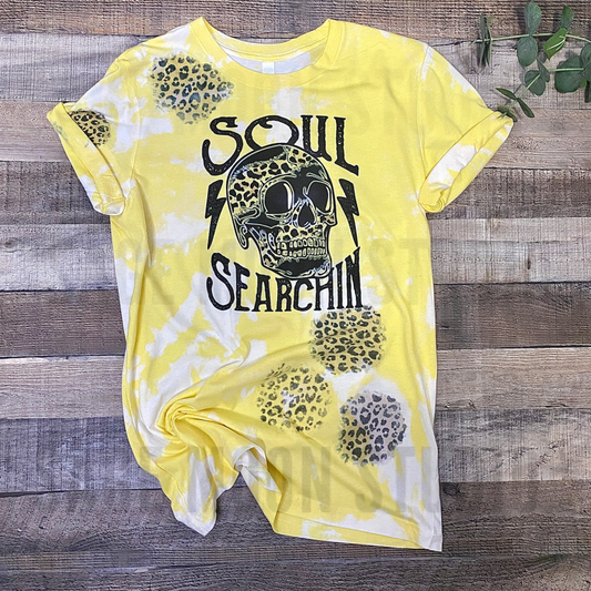 Soul Searchin Leopard Skull Bleach Tee Medium