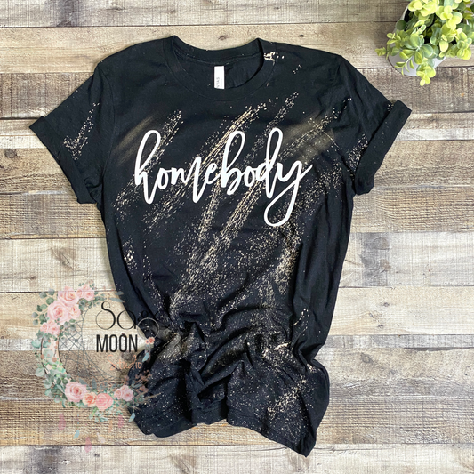 Homebody Bleach Tee, Black Graphic T Shirt