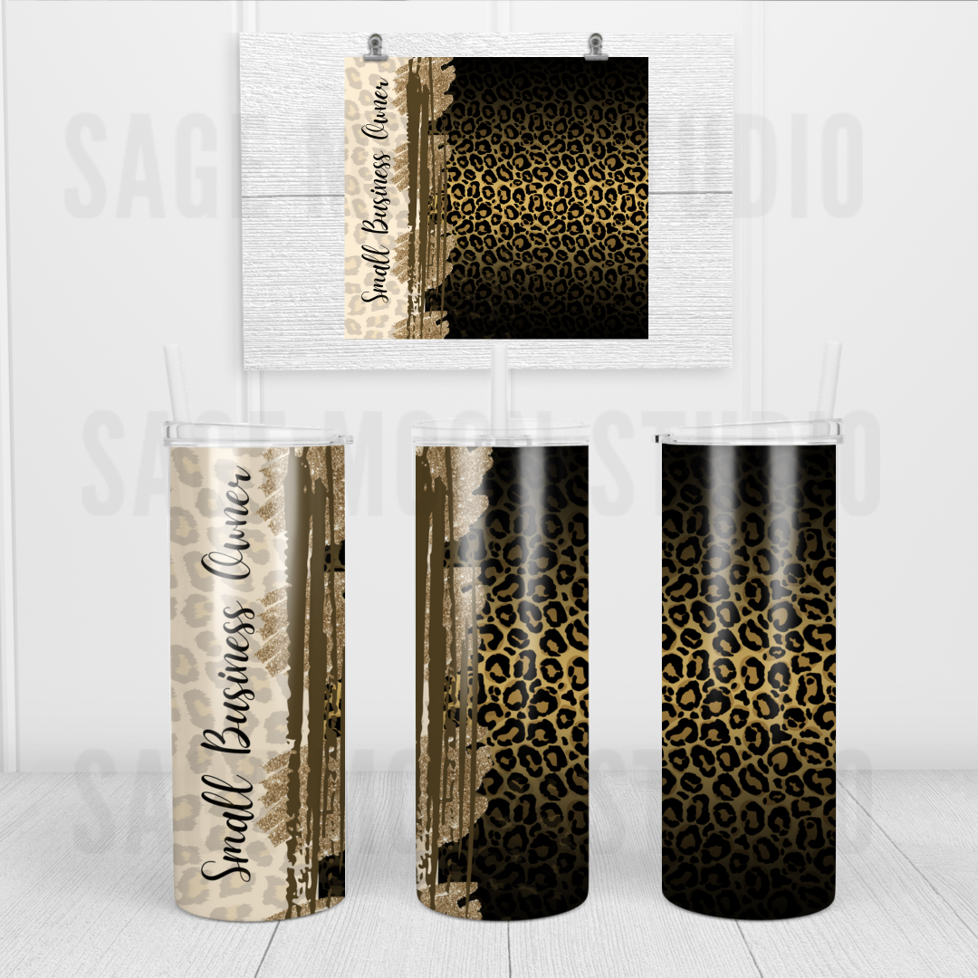 Small Business Owner Leopard Print Tumbler 20 oz