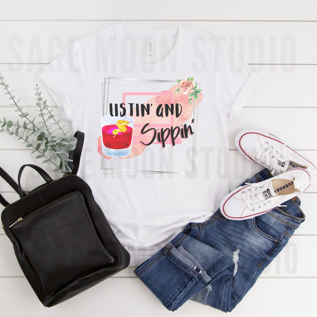 Listin’ and Sippin’ Coffee or Alcohol Tee