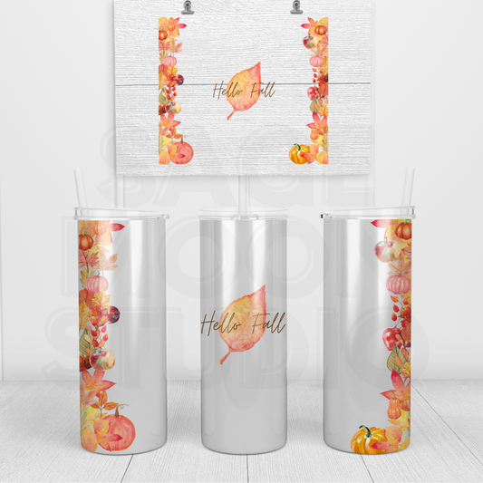 Hello Fall Pumpkin Leaf Tumbler 20oz