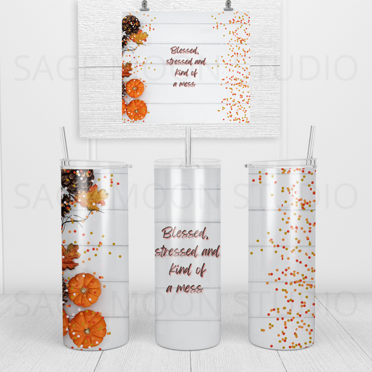 Blessed Stressed and Kind of a Mess Drink Tumbler